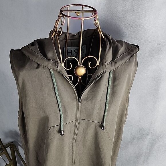 Sleeveless Rayon Blend Shift Dress Olive Green - Picture 2 of 10